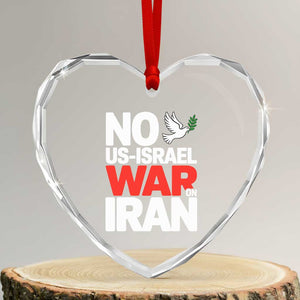 No US Israel War On Iran Heart Crystal Glass Ornament Anti War Peace Dove TS02 Transparent Glass 3'' Heart Print Your Wear