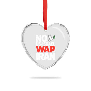 No US Israel War On Iran Heart Crystal Glass Ornament Anti War Peace Dove TS02 Print Your Wear