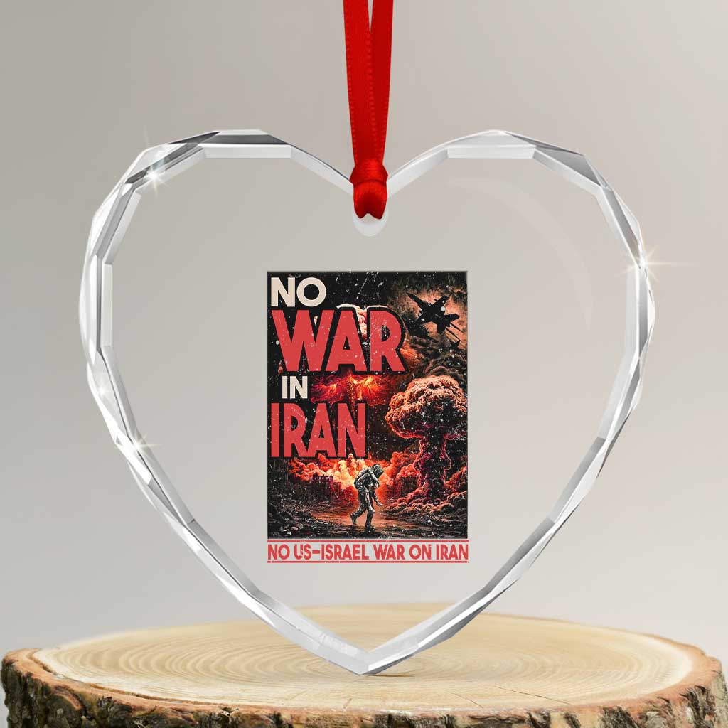 No US Israel War On Iran Heart Crystal Glass Ornament Peace Not War TS12 Transparent Glass 3'' Heart Print Your Wear