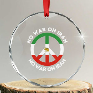 No War On Iran Peace Symbol Crystal Glass Ornament Iranian Lion Emblem Anti War Protest TS02 Transparent Glass 3'' Circle Print Your Wear