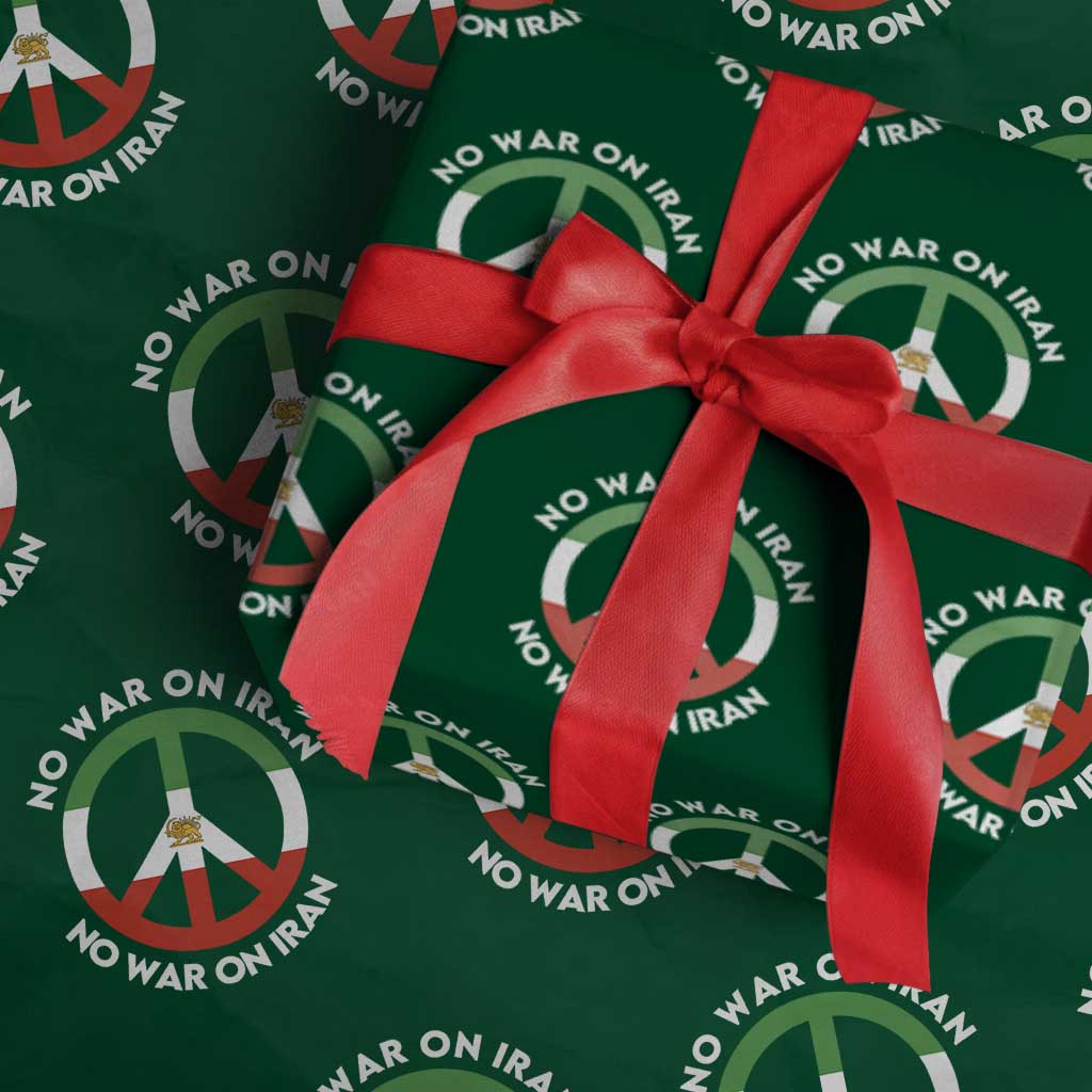 No War On Iran Peace Symbol Wrapping Paper Roll Iranian Lion Emblem Anti War Protest TS02 Green Print Your Wear
