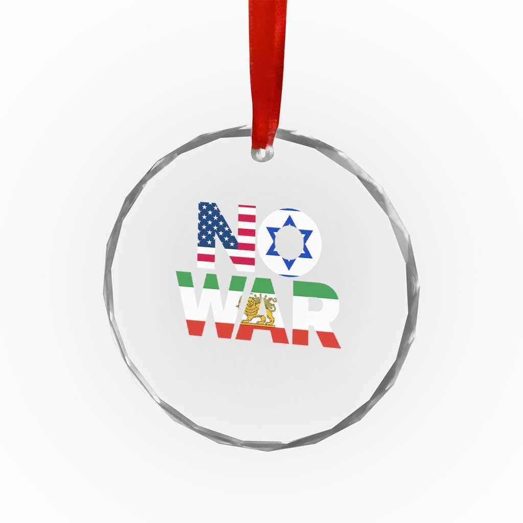 No War USA Israel Iran Flags Crystal Glass Ornament Anti War Protest Political Statement TS02 Print Your Wear