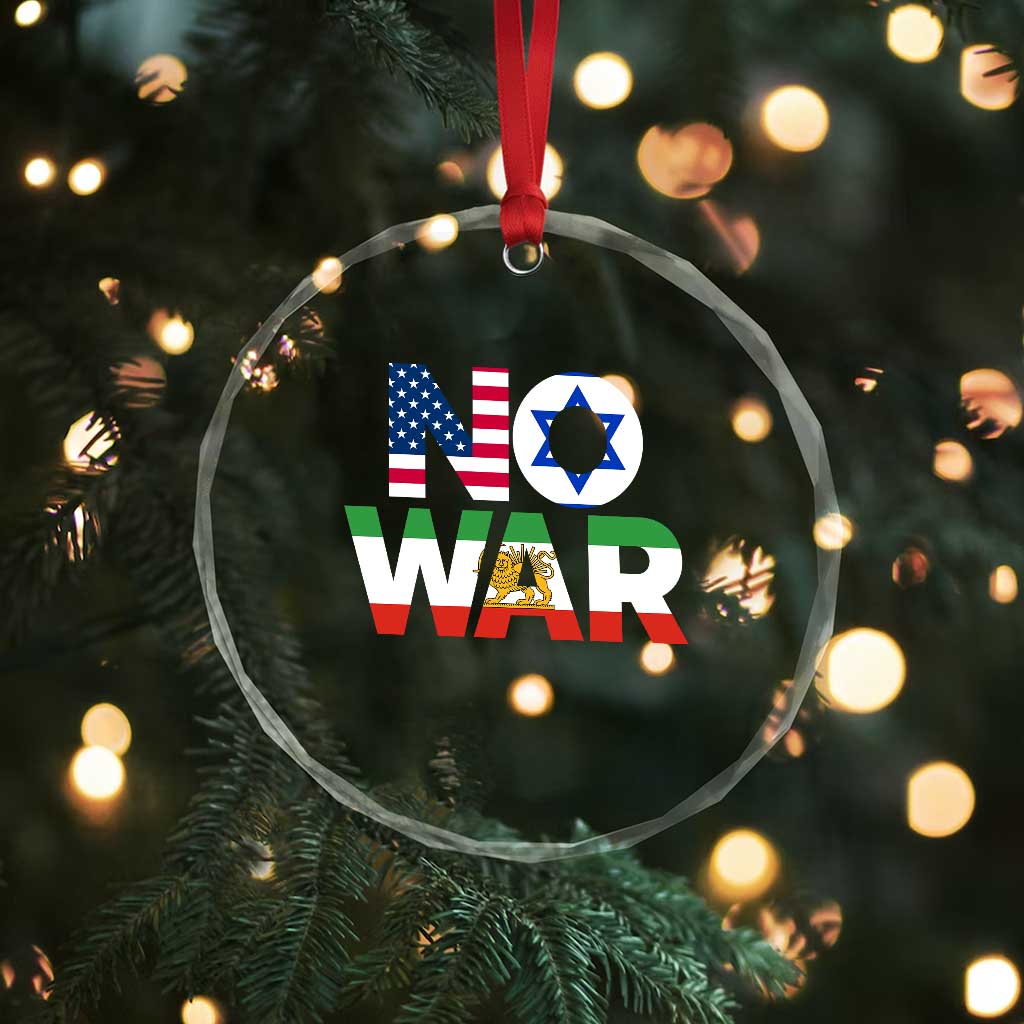 No War USA Israel Iran Flags Crystal Glass Ornament Anti War Protest Political Statement TS02 Print Your Wear