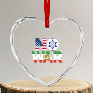 No War USA Israel Iran Flags Heart Crystal Glass Ornament Anti War Protest Political Statement TS02 Transparent Glass 3'' Heart Print Your Wear