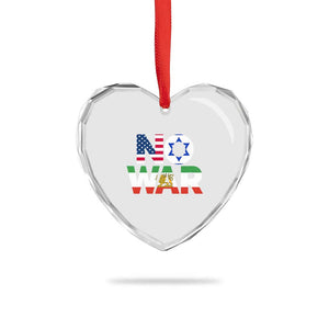 No War USA Israel Iran Flags Heart Crystal Glass Ornament Anti War Protest Political Statement TS02 Print Your Wear