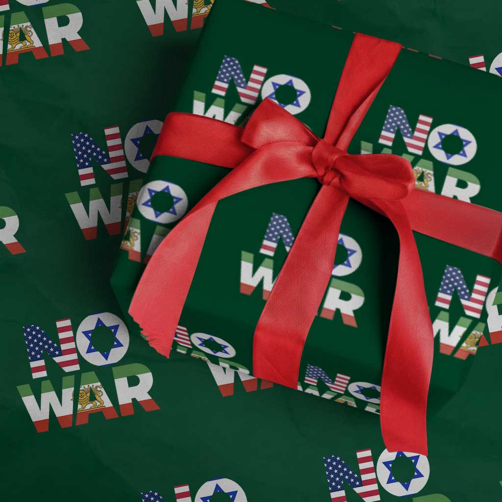No War USA Israel Iran Flags Wrapping Paper Roll Anti War Protest Political Statement TS02 Green Print Your Wear