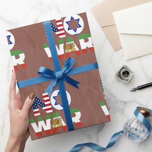No War USA Israel Iran Flags Wrapping Paper Roll Anti War Protest Political Statement TS02 Mocha Print Your Wear