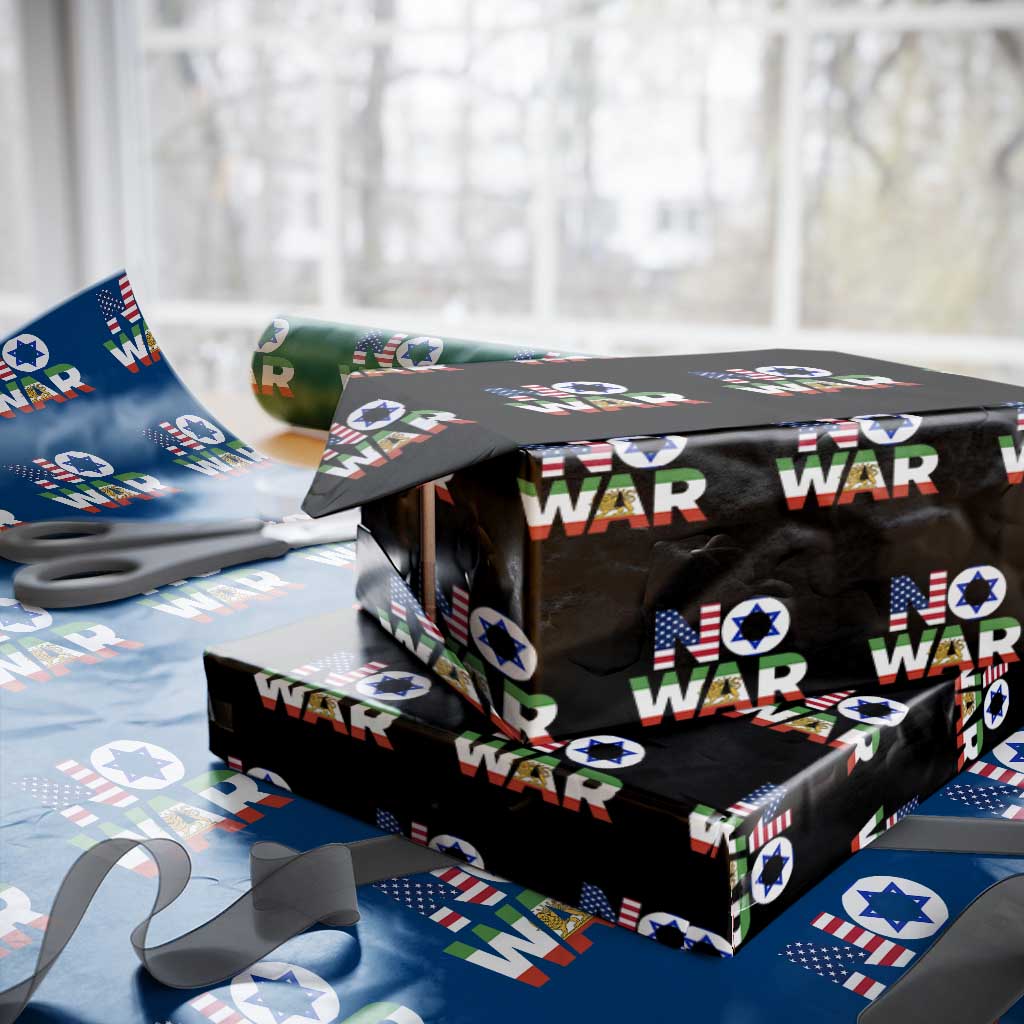 No War USA Israel Iran Flags Wrapping Paper Roll Anti War Protest Political Statement TS02 Black Print Your Wear