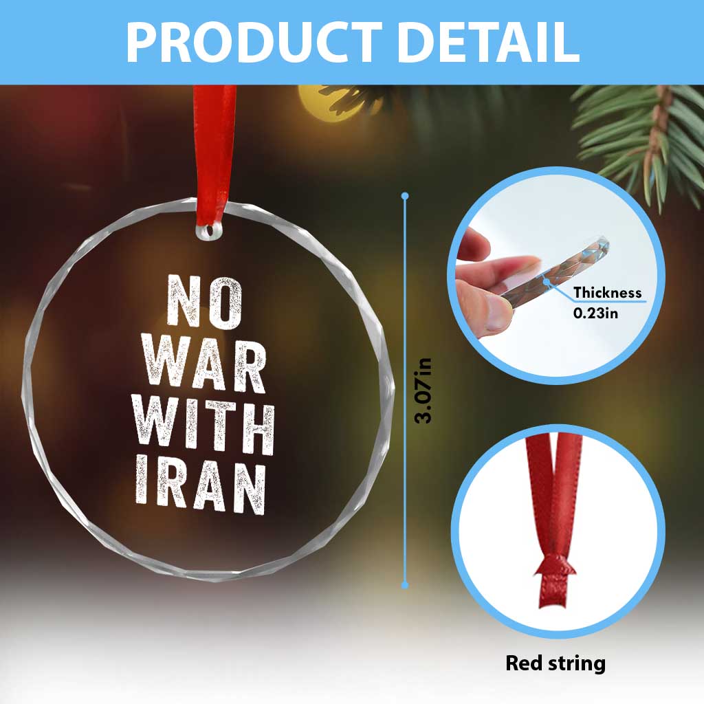 No War With Iran Crystal Glass Ornament Anti War Peace Protest Iranian People TS02 Print Your Wear
