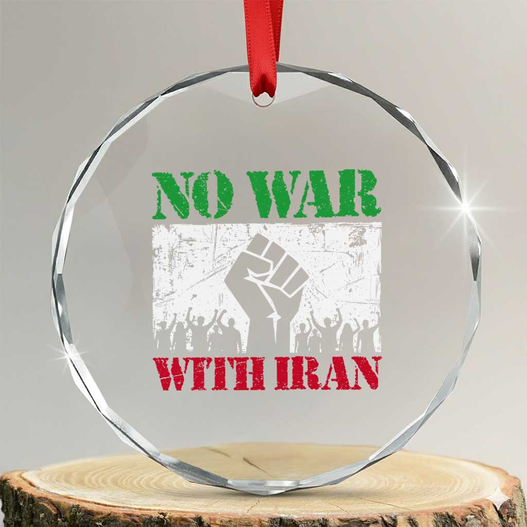 No War With Iran Crystal Glass Ornament Free Iran Peace Seeker Gift TS12 Transparent Glass 3'' Circle Print Your Wear