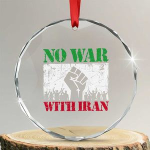 No War With Iran Crystal Glass Ornament Free Iran Peace Seeker Gift TS12 Transparent Glass 3'' Circle Print Your Wear