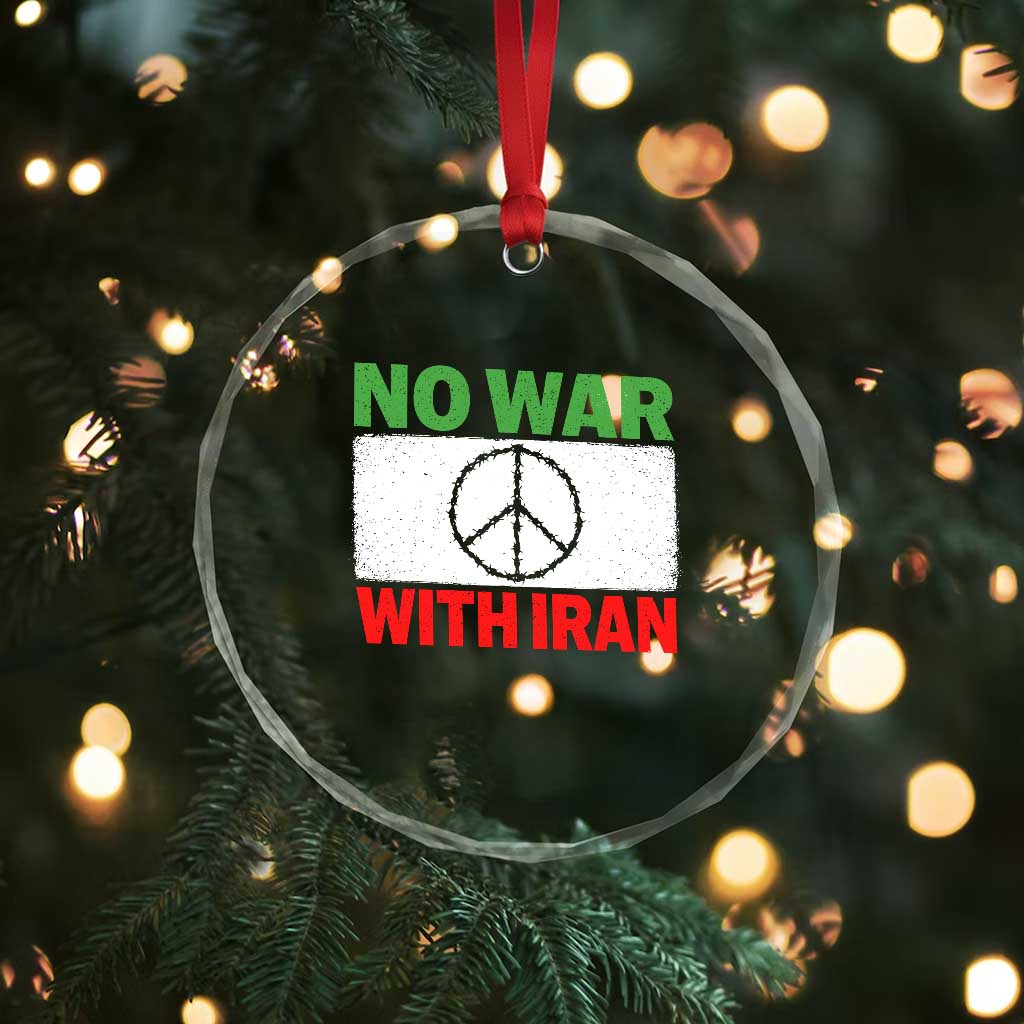 No War With Iran Crystal Glass Ornament Iranian People Support Barbed Wire Peace Sign TS11 Print Your Wear