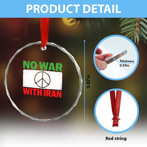 No War With Iran Crystal Glass Ornament Iranian People Support Barbed Wire Peace Sign TS11 Print Your Wear