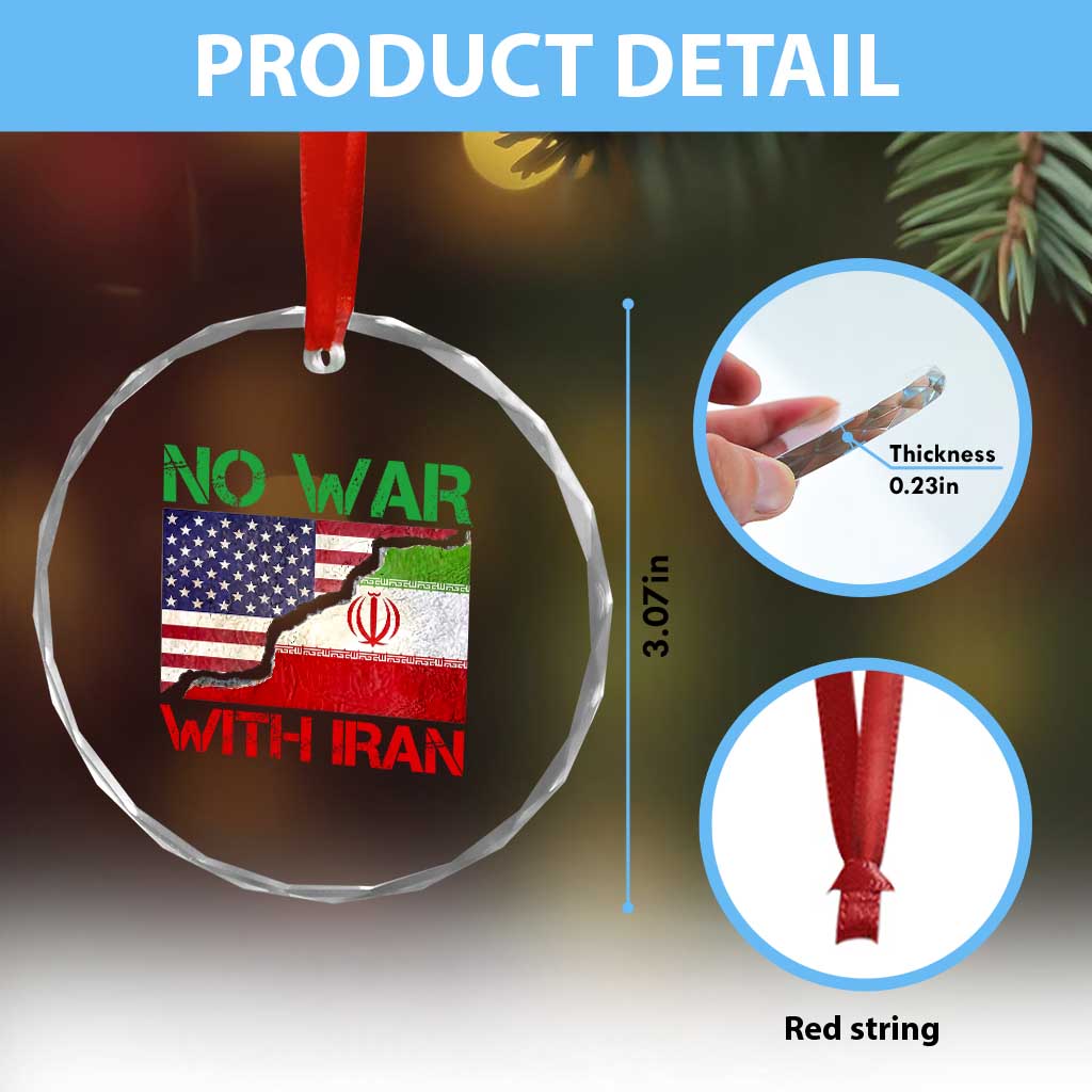 No War With Iran Crystal Glass Ornament Middle East Freedom TS12 Print Your Wear