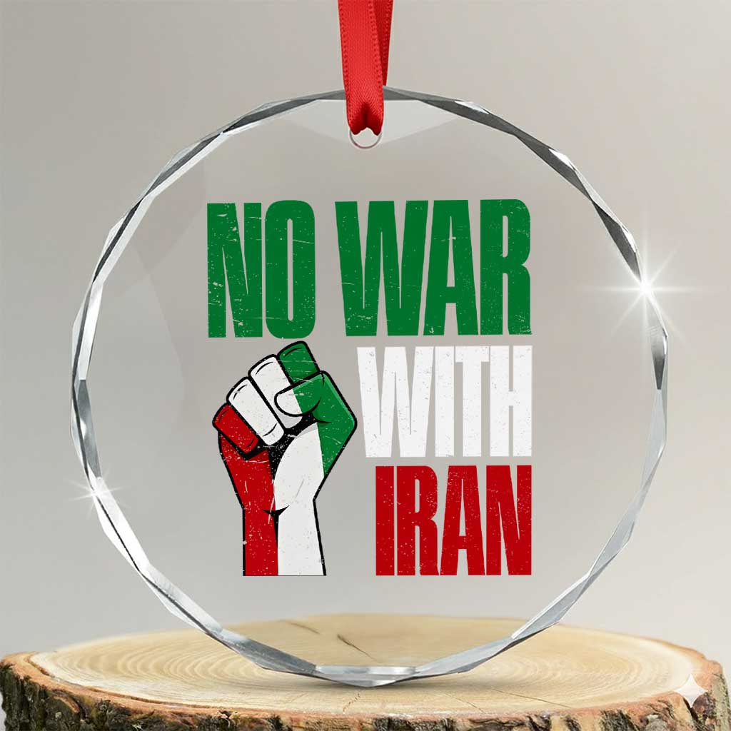 No War With Iran Crystal Glass Ornament Peace Activist Gift TS12 Transparent Glass 3'' Circle Print Your Wear
