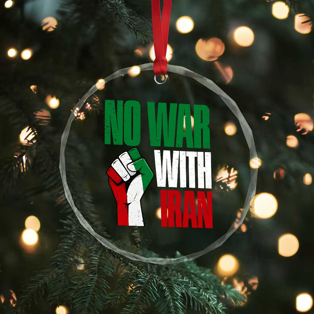 No War With Iran Crystal Glass Ornament Peace Activist Gift TS12 Print Your Wear