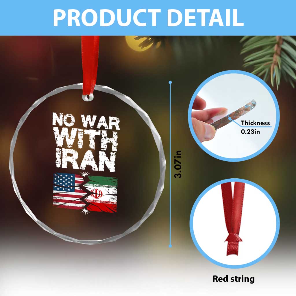 No War With Iran Crystal Glass Ornament Support Iranian People Peace TS12 Print Your Wear