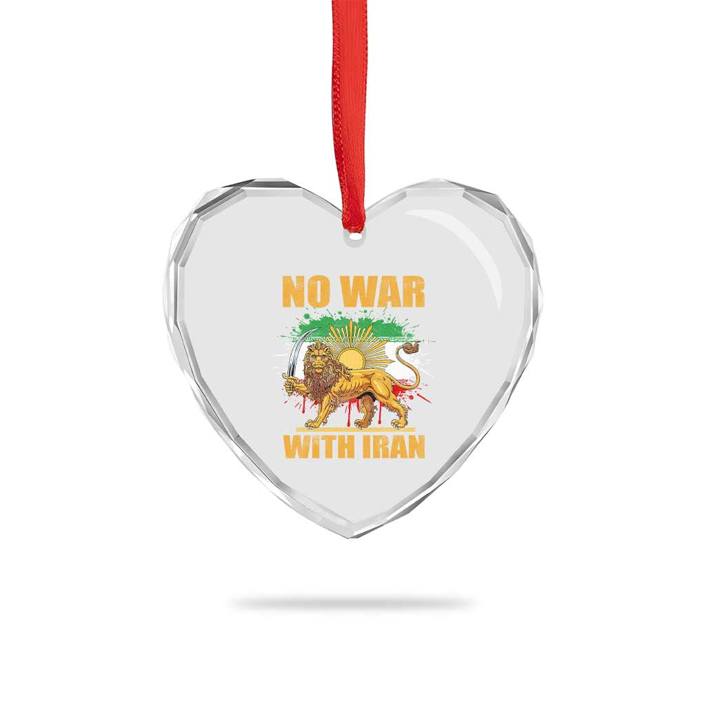 No War With Iran Heart Crystal Glass Ornament Iran Flag Lion And Sun Persian Pride TS11 Print Your Wear