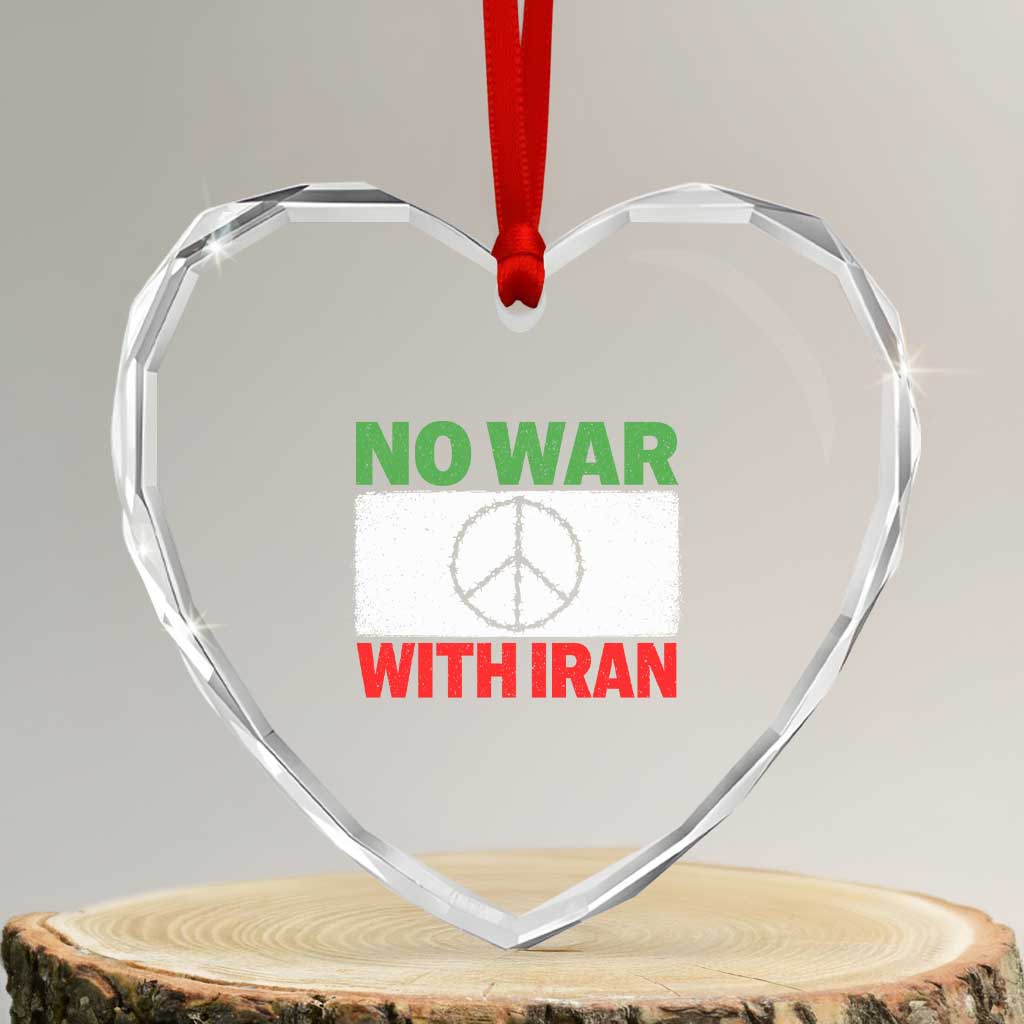 No War With Iran Heart Crystal Glass Ornament Iranian People Support Barbed Wire Peace Sign TS11 Transparent Glass 3'' Heart Print Your Wear