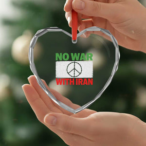 No War With Iran Heart Crystal Glass Ornament Iranian People Support Barbed Wire Peace Sign TS11 Print Your Wear
