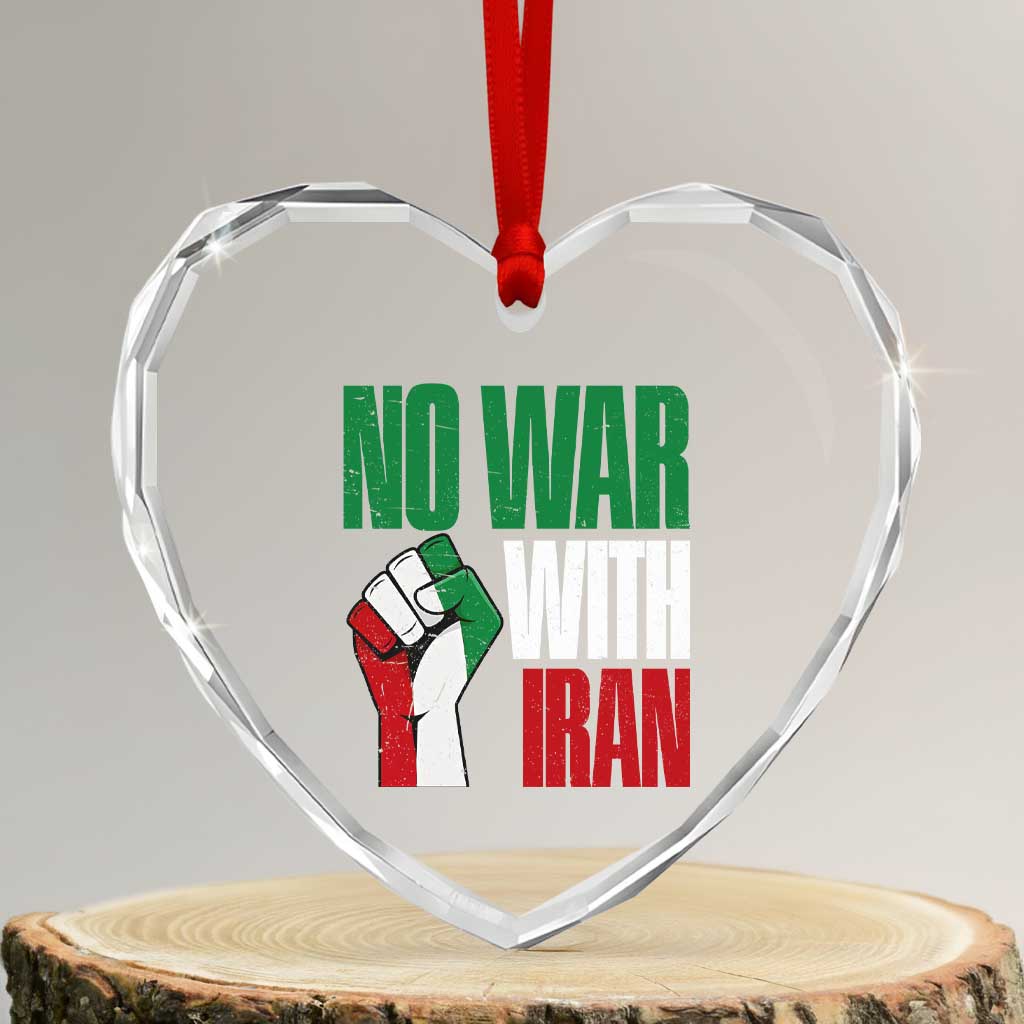 No War With Iran Heart Crystal Glass Ornament Peace Activist Gift TS12 Transparent Glass 3'' Heart Print Your Wear