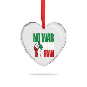 No War With Iran Heart Crystal Glass Ornament Peace Activist Gift TS12 Print Your Wear