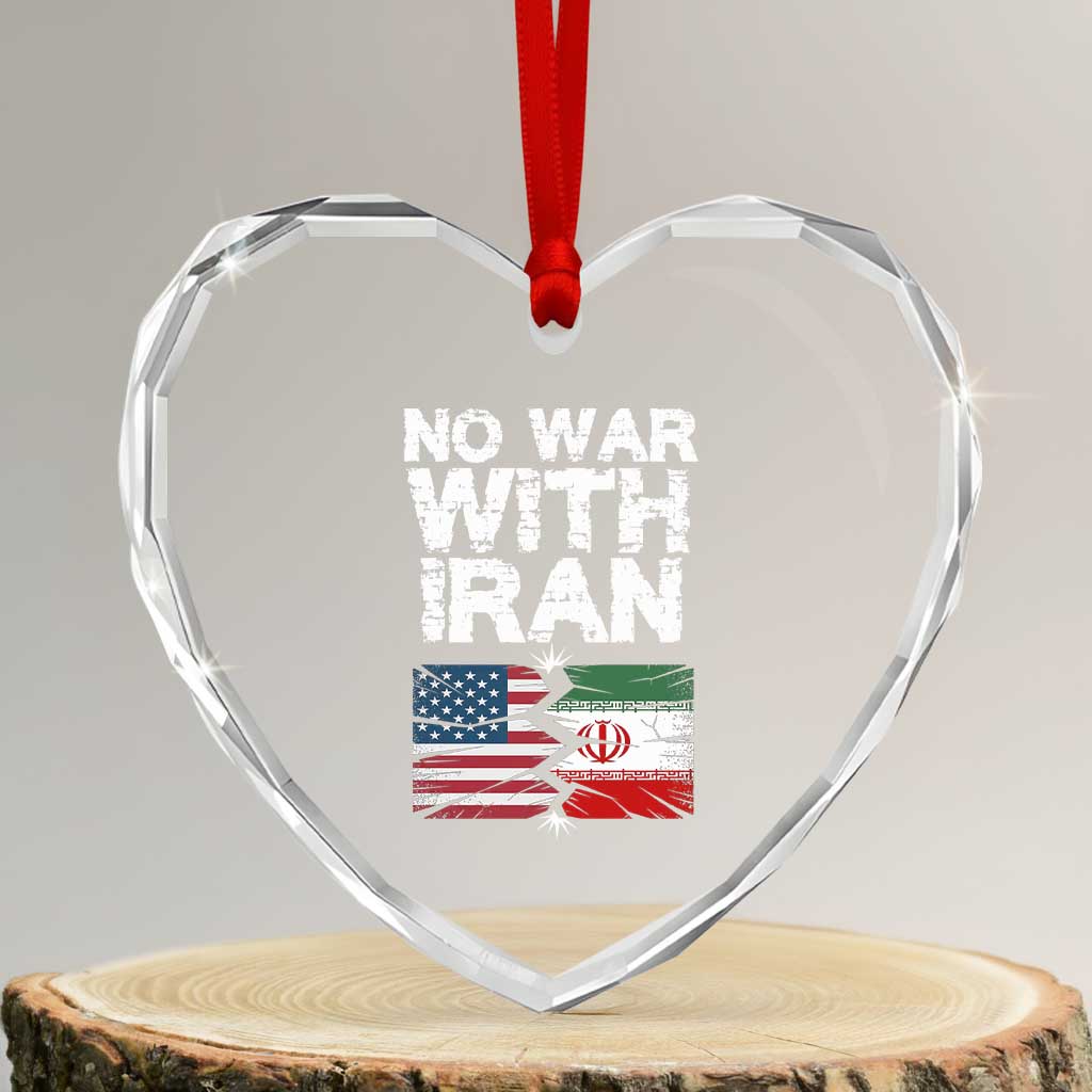 No War With Iran Heart Crystal Glass Ornament Support Iranian People Peace TS12 Transparent Glass 3'' Heart Print Your Wear