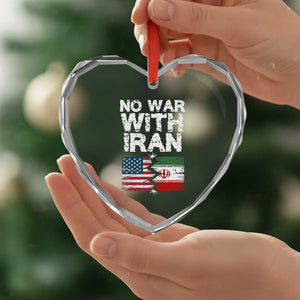 No War With Iran Heart Crystal Glass Ornament Support Iranian People Peace TS12 Print Your Wear