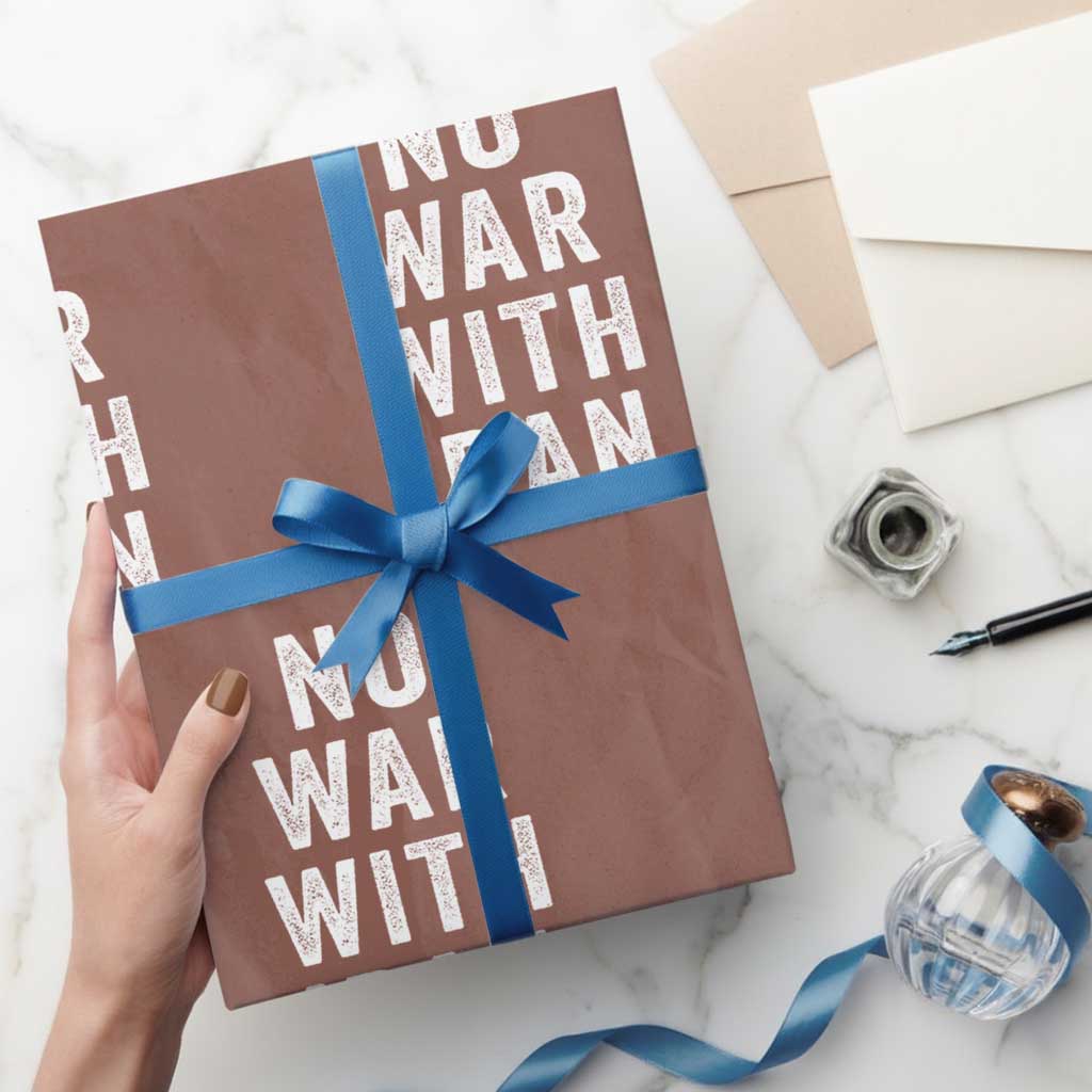 No War With Iran Wrapping Paper Roll Anti War Peace Protest Iranian People TS02 Mocha Print Your Wear