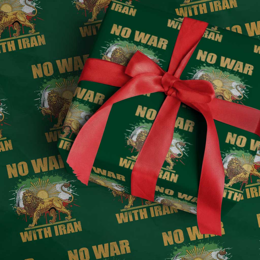 No War With Iran Wrapping Paper Roll Iran Flag Lion And Sun Persian Pride TS11 Green Print Your Wear