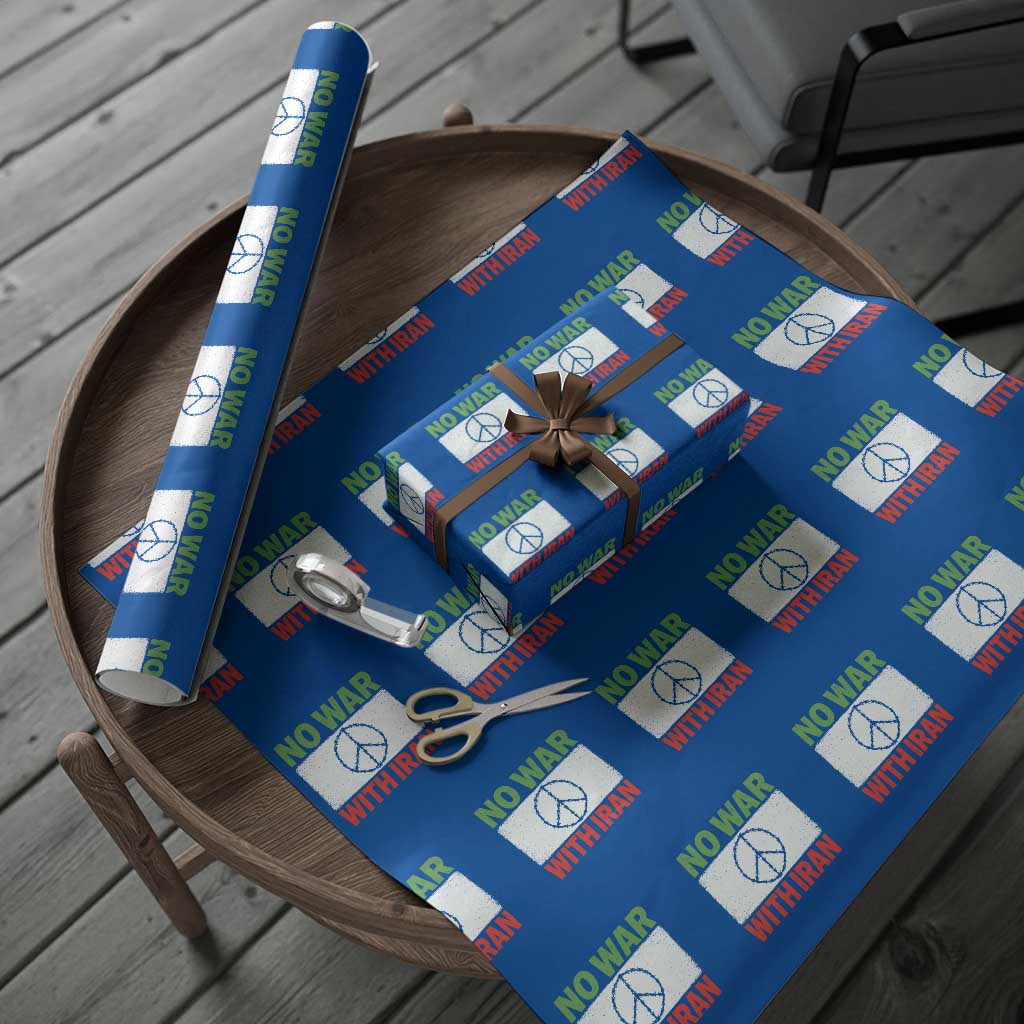 No War With Iran Wrapping Paper Roll Iranian People Support Barbed Wire Peace Sign TS11 Blue Print Your Wear