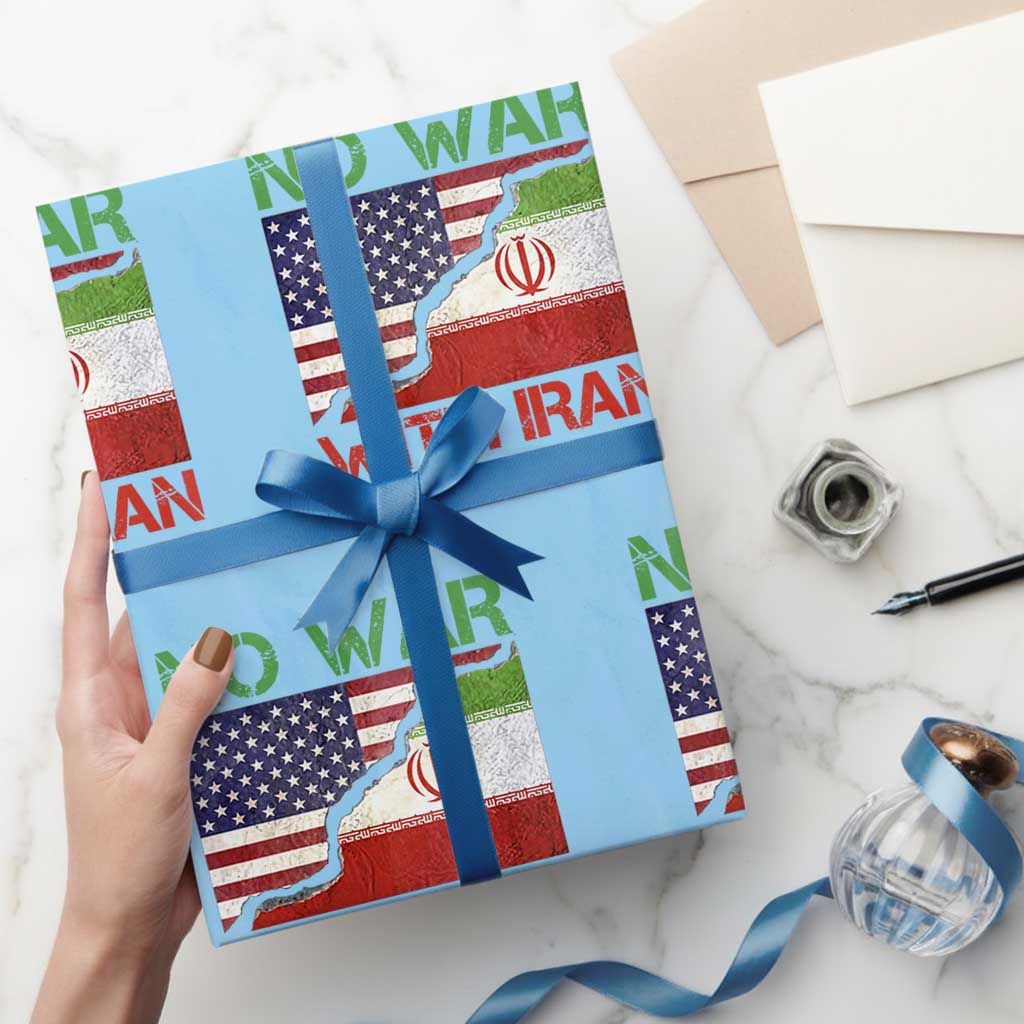 No War With Iran Wrapping Paper Roll Middle East Freedom TS12 Light Blue Print Your Wear