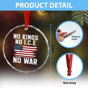 No Wars No Ice No Kings American Flag Crystal Glass Ornament Patriotic Protest Anti War Human Rights TS02 Print Your Wear