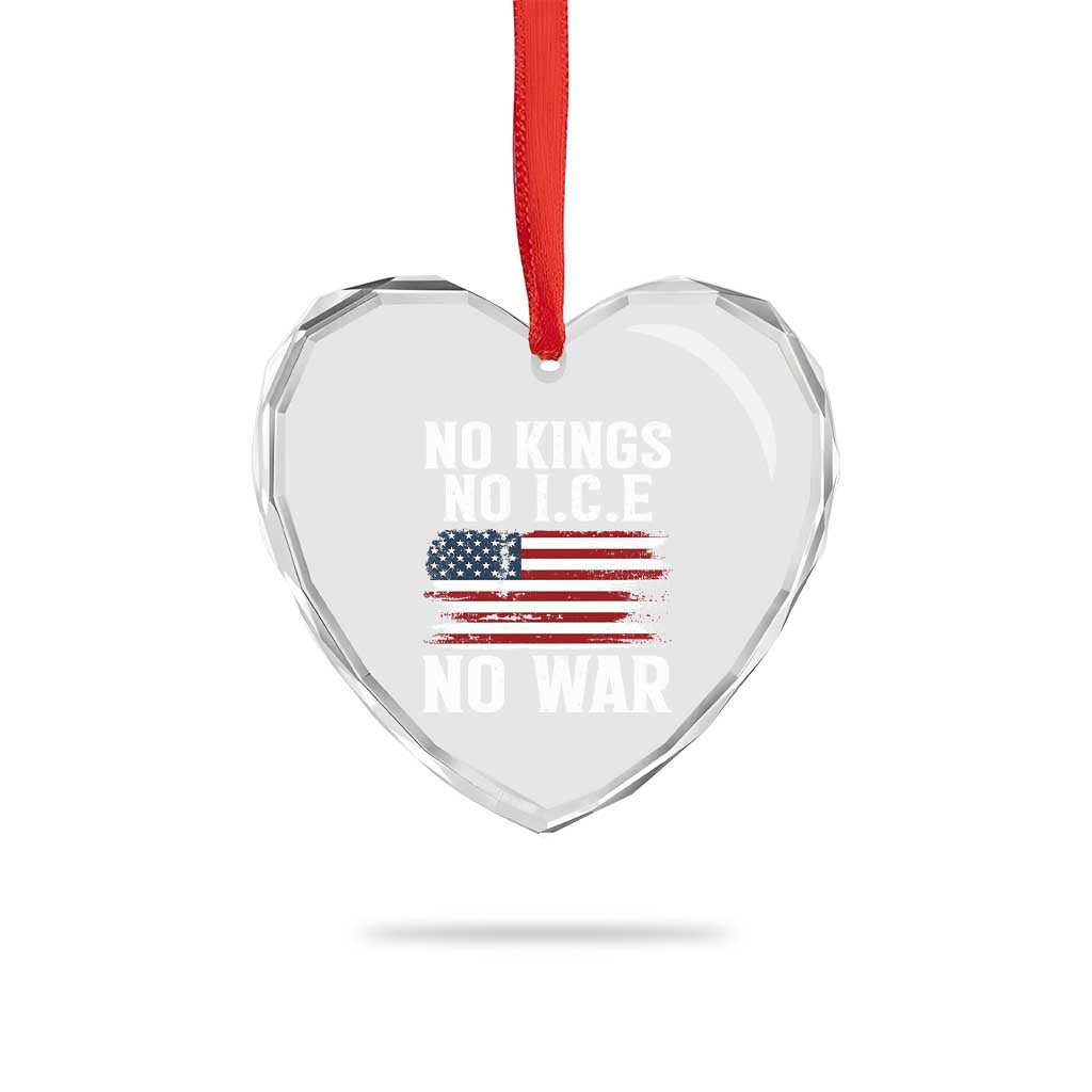 No Wars No Ice No Kings American Flag Heart Crystal Glass Ornament Patriotic Protest Anti War Human Rights TS02 Print Your Wear