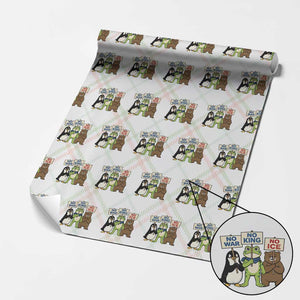 No Wars No Ice No Kings Animal Protest Wrapping Paper Roll Frog Penguin Bear Resist Human Rights Activist TS02 Christmas Plaid Print Your Wear