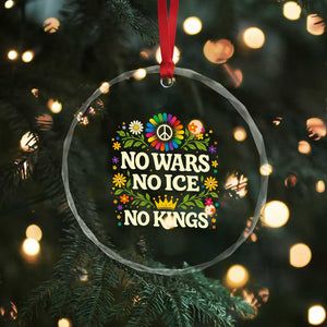 No Wars No ICE No Kings Crystal Glass Ornament Floral Resist Anti War Protest TS10 Print Your Wear