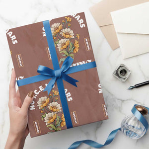 No Wars No ICE No Kings Floral Vintage Wrapping Paper Roll Retro Flower Peaceful Protest Statement TS02 Mocha Print Your Wear