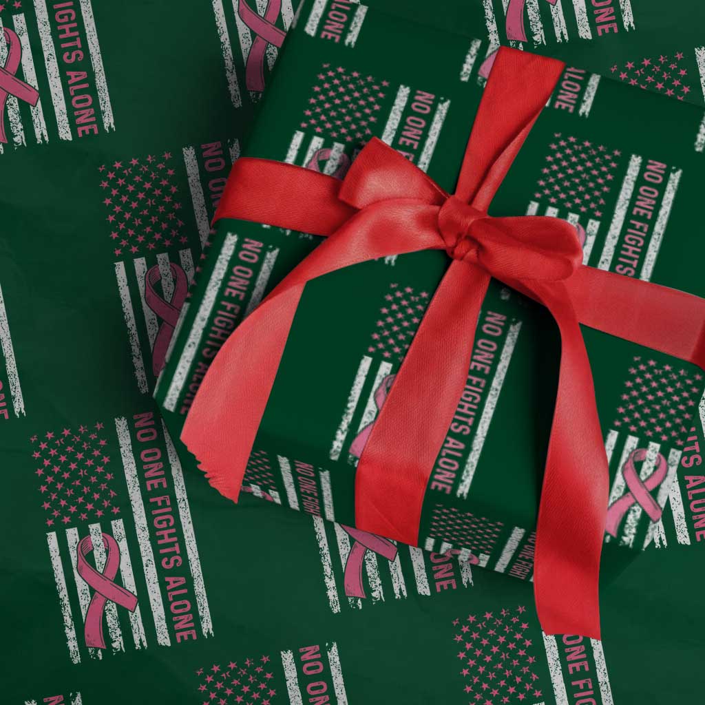 Nobody Fights Alone Pink Ribbon Flag Wrapping Paper Roll Breast Cancer Awareness Support TS02 Green Print Your Wear