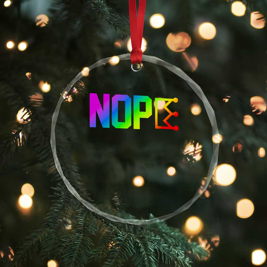 Nope No Kings Graphic Crystal Glass Ornament Humorous Political Gift TS12 Print Your Wear