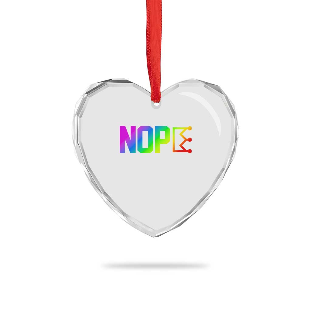 Nope No Kings Graphic Heart Crystal Glass Ornament Humorous Political Gift