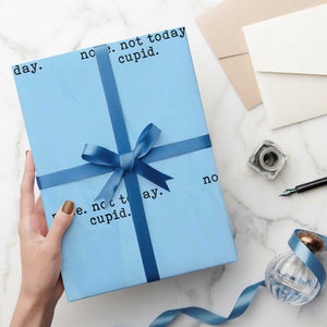 Nope Not Today Cupid Wrapping Paper Roll Funny Valentine Sarcastic TS14 Light Blue Print Your Wear