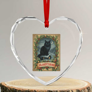 Nordic Christmas Cat Heart Crystal Glass Ornament Jolakotturinn Yule Cat Icelandic TS11 Transparent Glass 3'' Heart Print Your Wear