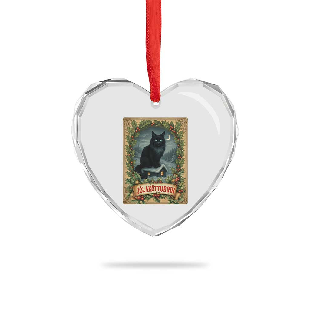 Nordic Christmas Cat Heart Crystal Glass Ornament Jolakotturinn Yule Cat Icelandic TS11 Print Your Wear