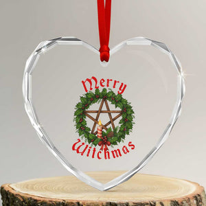 Nordic Christmas Heart Crystal Glass Ornament Merry Witchmas Pagan Yule Xmas Wreath TS11 Transparent Glass 3'' Heart Print Your Wear