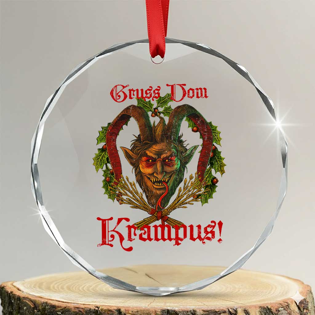 Nordic Christmas Krampus Crystal Glass Ornament Gruss Vom Krampus Pagan Yule Xmas TS11 Transparent Glass 3'' Circle Print Your Wear