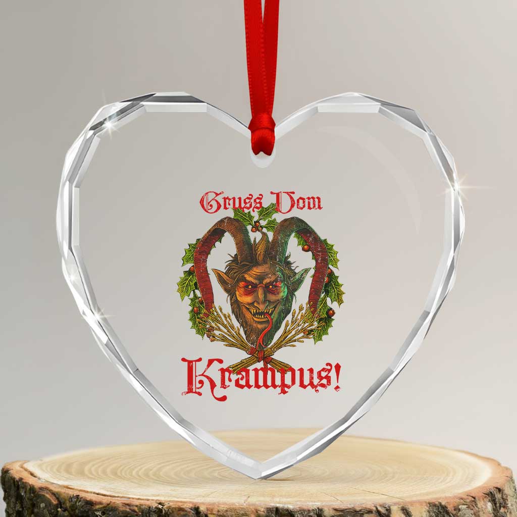 Nordic Christmas Krampus Heart Crystal Glass Ornament Gruss Vom Krampus Pagan Yule Xmas TS11 Transparent Glass 3'' Heart Print Your Wear