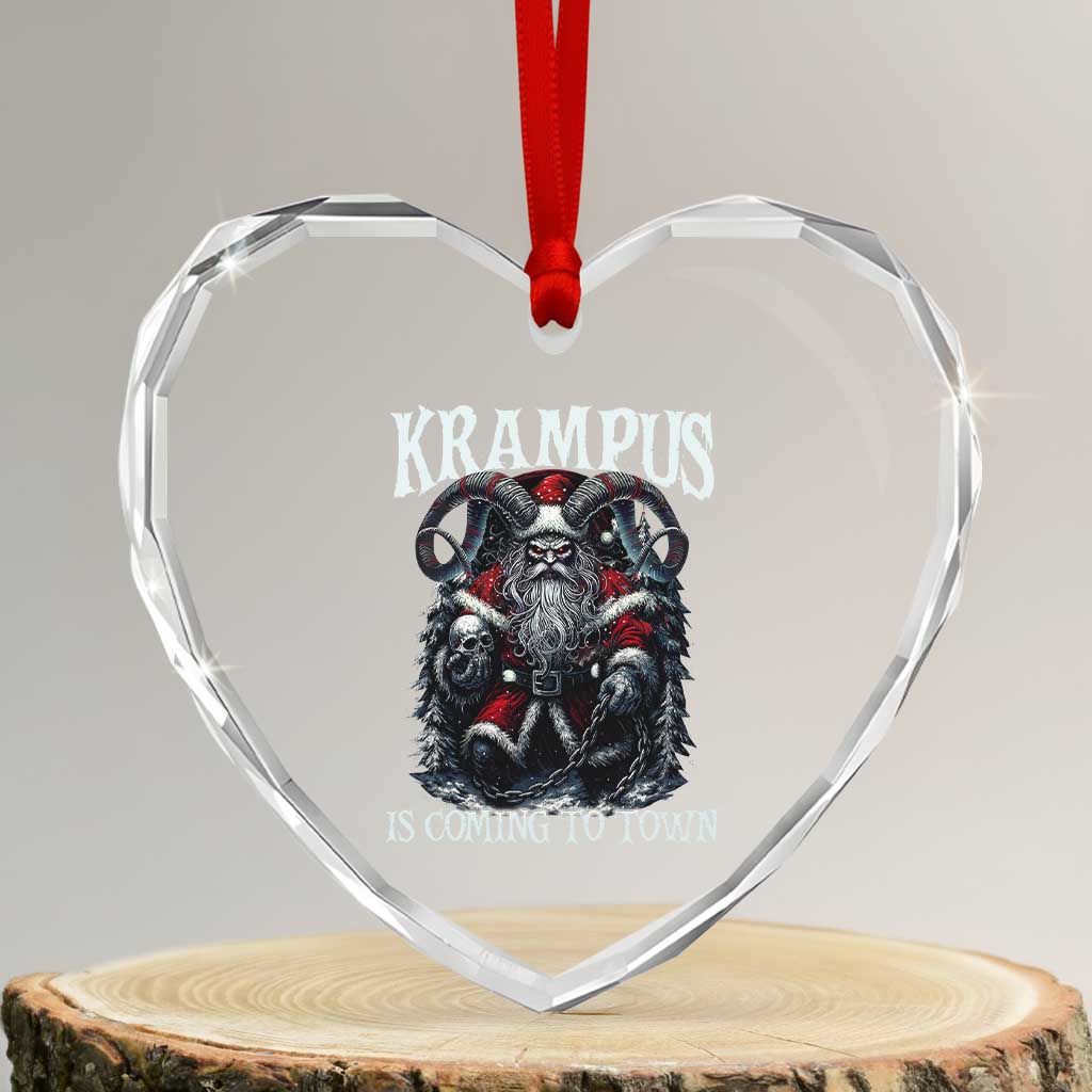 Nordic Christmas Krampus Heart Crystal Glass Ornament Krampus Is Coming To Town Horror Holiday Xmas TS11 Transparent Glass 3'' Heart Print Your Wear