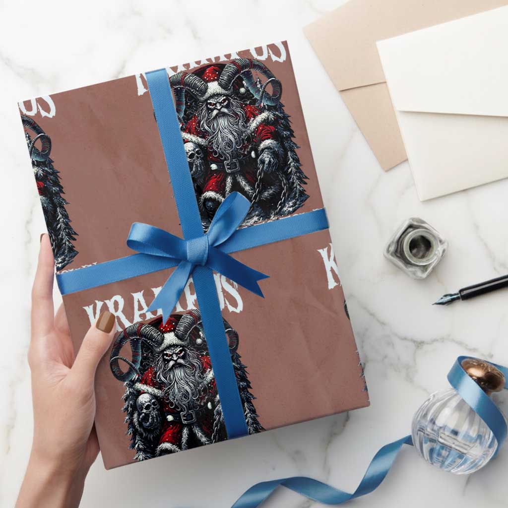 Nordic Christmas Krampus Wrapping Paper Roll Krampus Is Coming To Town Horror Holiday Xmas TS11 Mocha Print Your Wear