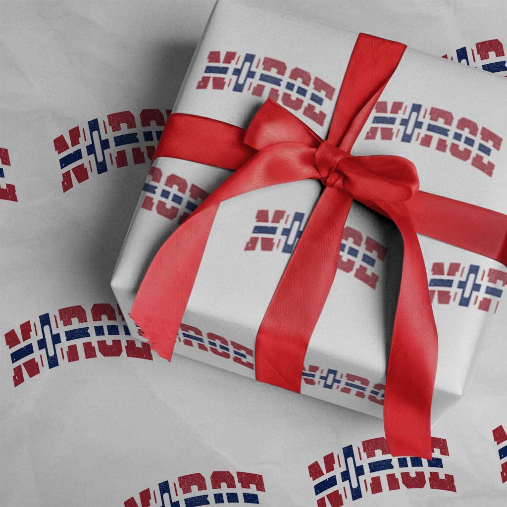 Norge Flag Wrapping Paper Roll Varsity Lettering Vintage Distressed Norway Norwegian Pride Scandinavian TS10 White Print Your Wear