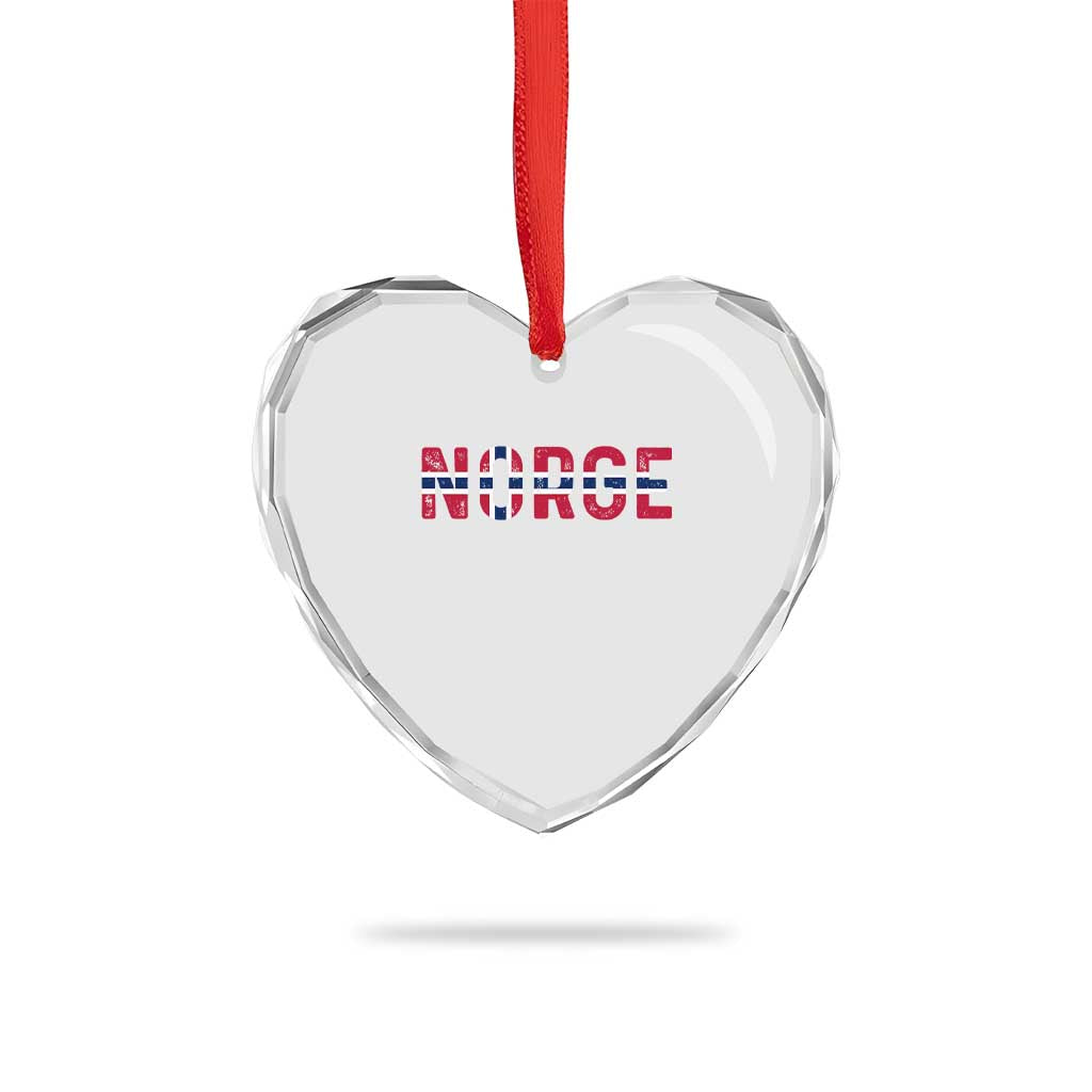 Norge Flag Norway Heart Crystal Glass Ornament Norwegian Home Love Family